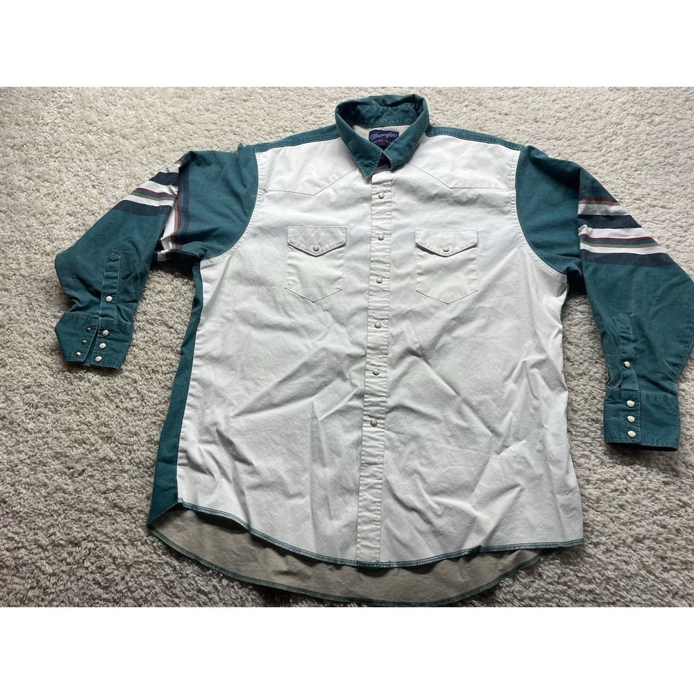 Vintage Wrangler Brushpopper Pearlsnap Shirt Men's XXL 2XL. EUC